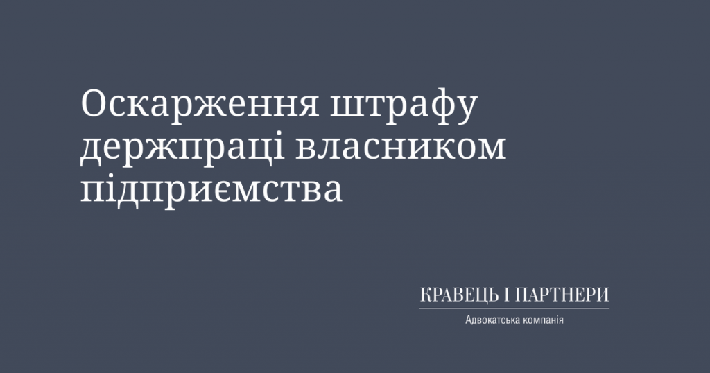 Оскарження штрафу держпраці власником підприємства