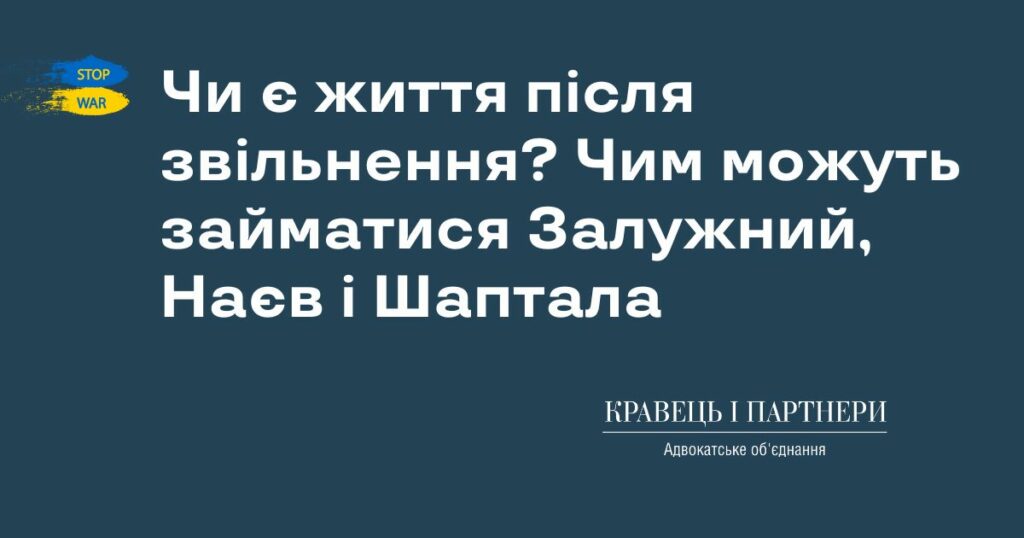Чи є життя після звільнення? Чим можуть займатися Залужний, Наєв і Шаптала