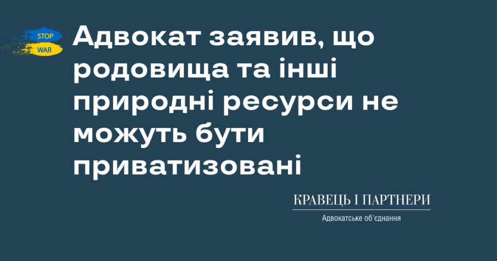 Адвокат заявив, що родовища та інші природні ресурси не можуть бути приватизовані